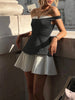 Clara | Verspieltes Faltenkleid mit schulterfreiem Design