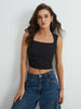 Anna | Elegantes Faltendes Top mit Quadrat-Ausschnitt