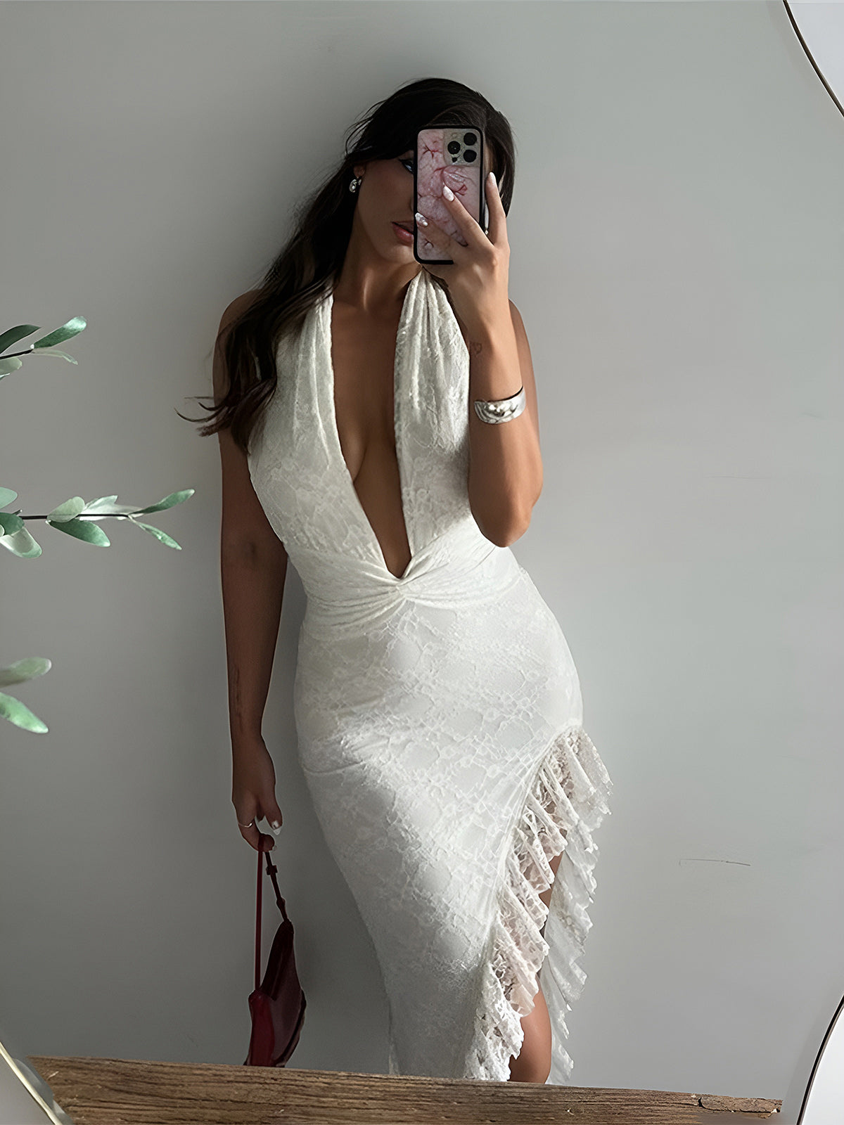 Julia | Asymmetrisches Rüschenkleid mit Spitze