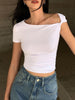 Mia | Elegantes Schulterfreies Top mit Asymmetrischem Ausschnitt