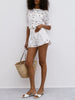 Emilie | Elegantes Besticktes Shorts Set