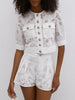 Emilie | Elegantes Besticktes Shorts Set