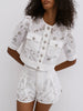 Emilie | Elegantes Besticktes Shorts Set