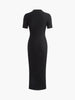 Clara | Strick-Knopf-Kleid mit kurzen Ärmeln