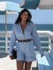 Paul | Elegantes Langarm-Set mit gefalteten Shorts