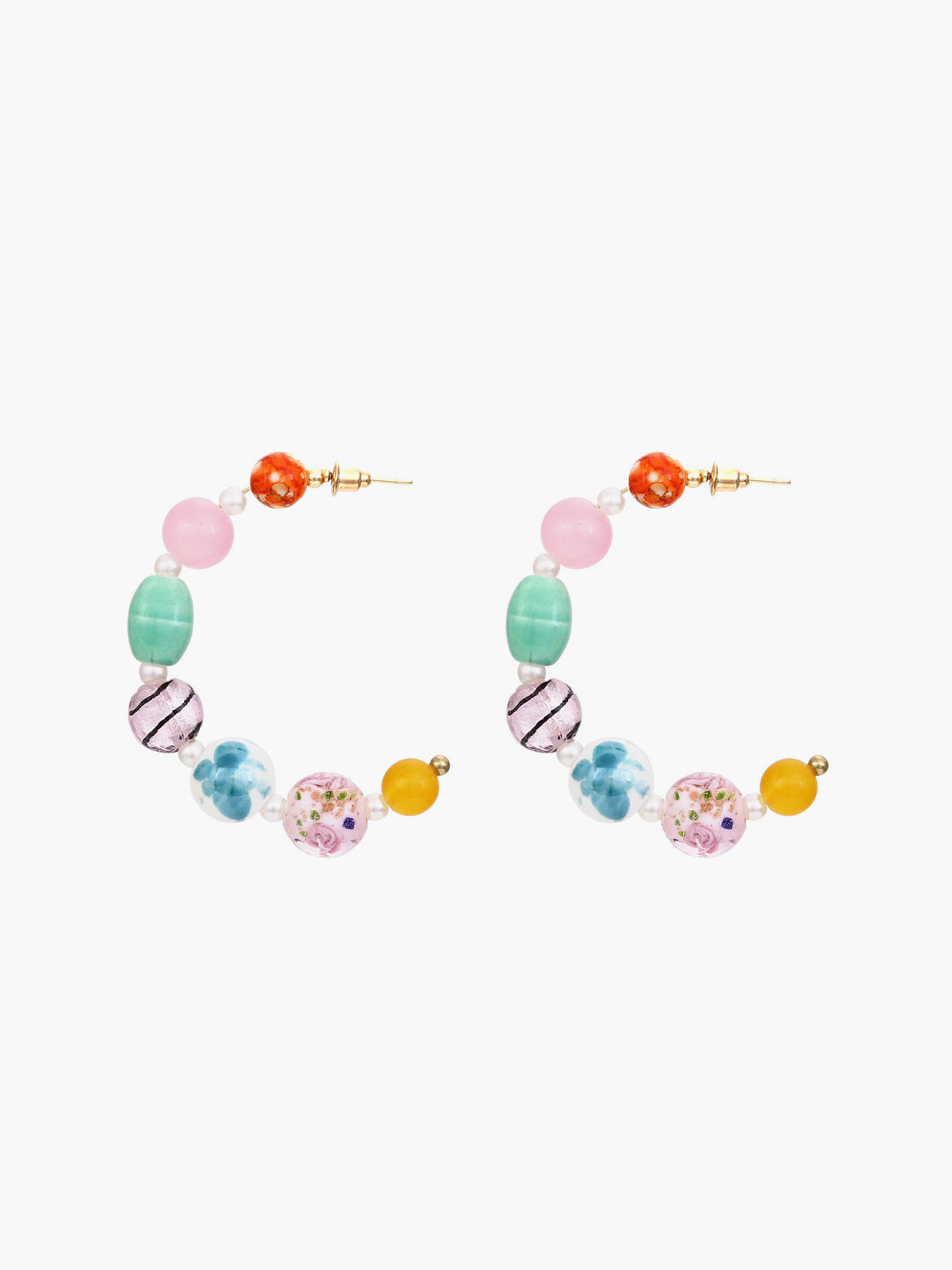 Clara | Bunte Perlen-Hoops mit Glanz