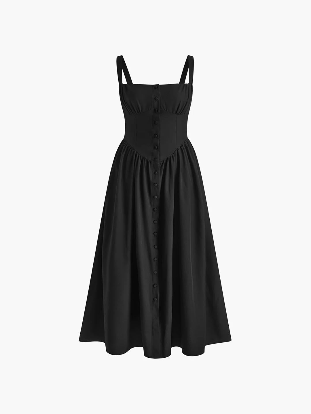 Emilia | Elegantes ärmelloses Midi-Kleid mit quadratischem Ausschnitt