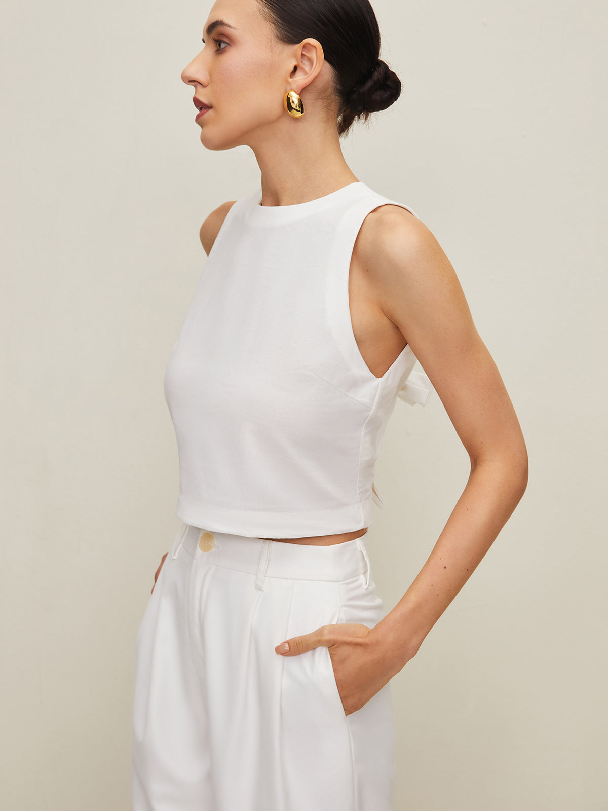 Clara | Baumwoll- und Leinenbluse mit Schleife