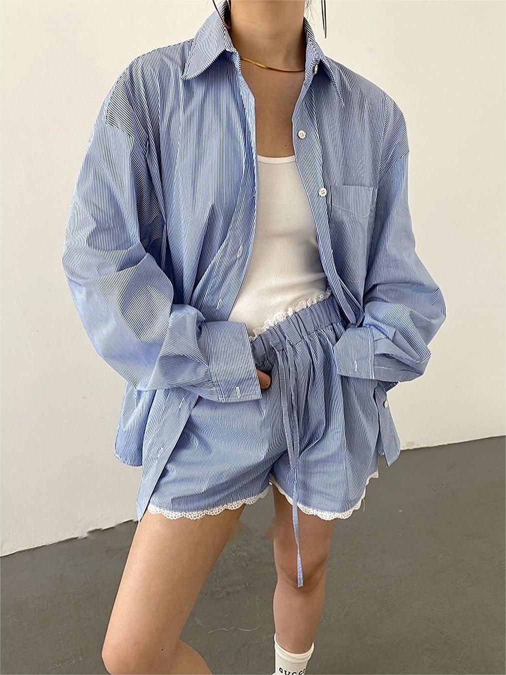 Max | Gestreiftes Langarm-Shorts Set