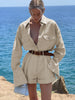 Paul | Elegantes Langarm-Set mit gefalteten Shorts