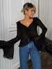 Clara | Chiffon Rüschenshirt mit V-Ausschnitt