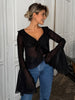 Clara | Chiffon Rüschenshirt mit V-Ausschnitt
