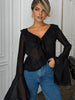 Clara | Chiffon Rüschenshirt mit V-Ausschnitt