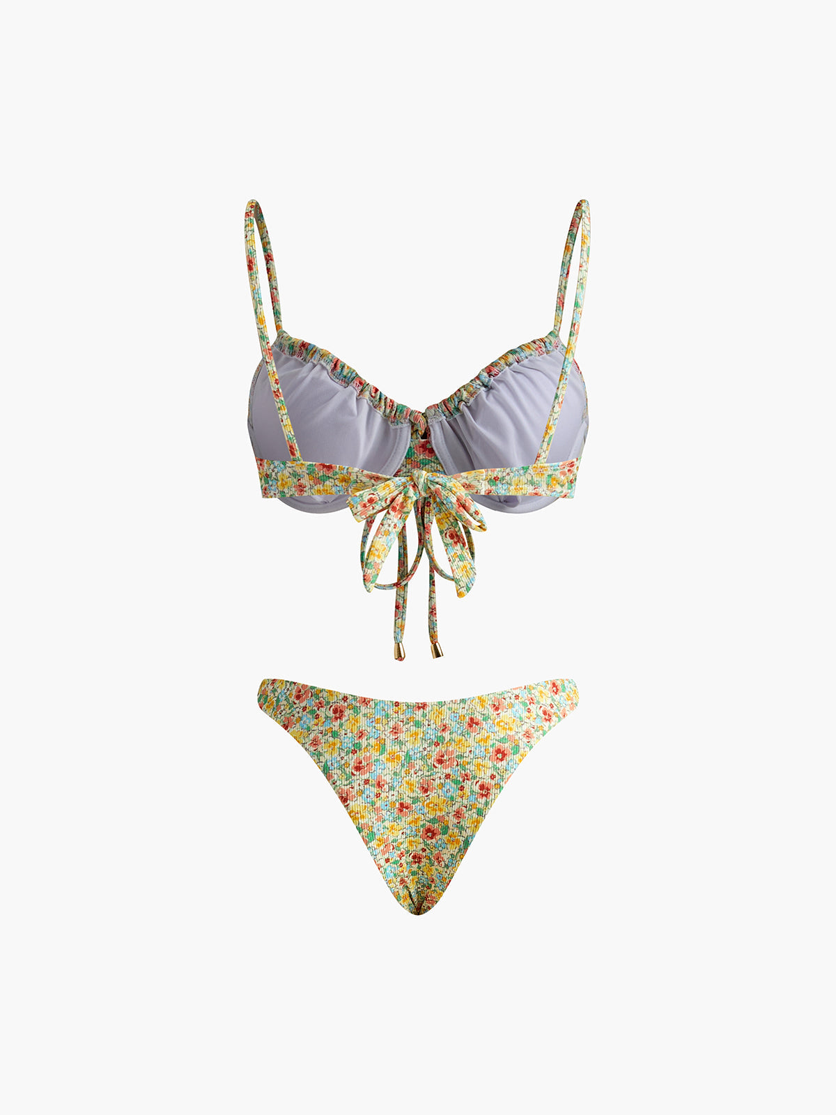 Clara | Blumenmuster Bikini-Set mit Knoten vorne