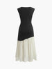 Mia | Zweifarbige Plissierte Midi-Kleid