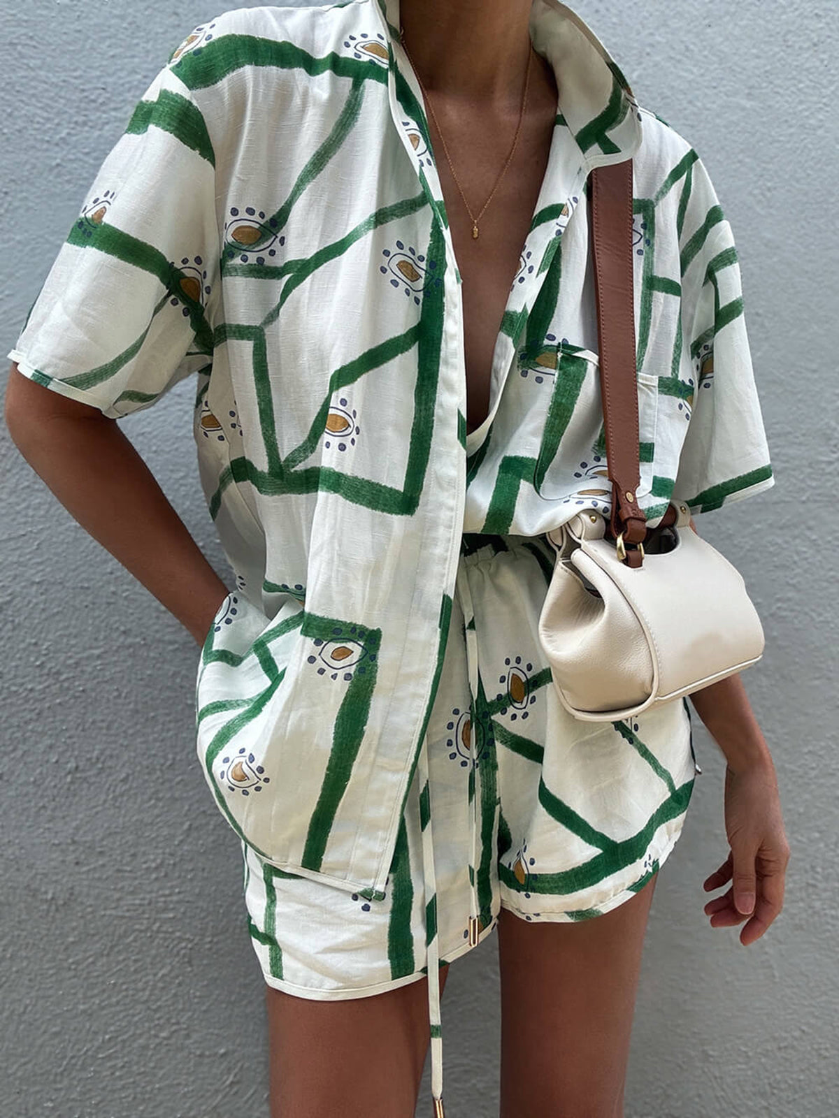 Leonie | Bedrucktes Shorts Set mit Kordelzug