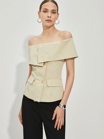 Clara | Schlanker Off-Shoulder Patchwork Blazer