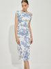 Sophie | Elegantes Midi-Kleid mit Print und geradem Ausschnitt