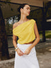 Anja | Asymmetrische Bluse aus Baumwolle und Leinen