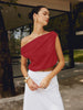 Anja | Asymmetrische Bluse aus Baumwolle und Leinen