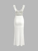 Clara | Perlen-Ausschnitt Cami Maxikleid