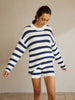 Leonie | Gestreiftes Rippstrick-Sweater-Shorts-Set