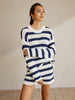 Leonie | Gestreiftes Rippstrick-Sweater-Shorts-Set