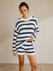 Leonie | Gestreiftes Rippstrick-Sweater-Shorts-Set
