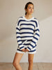 Leonie | Gestreiftes Rippstrick-Sweater-Shorts-Set