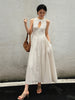 Emilia | Baumwoll- und Leinenmaxikleid mit Falten und Cutouts