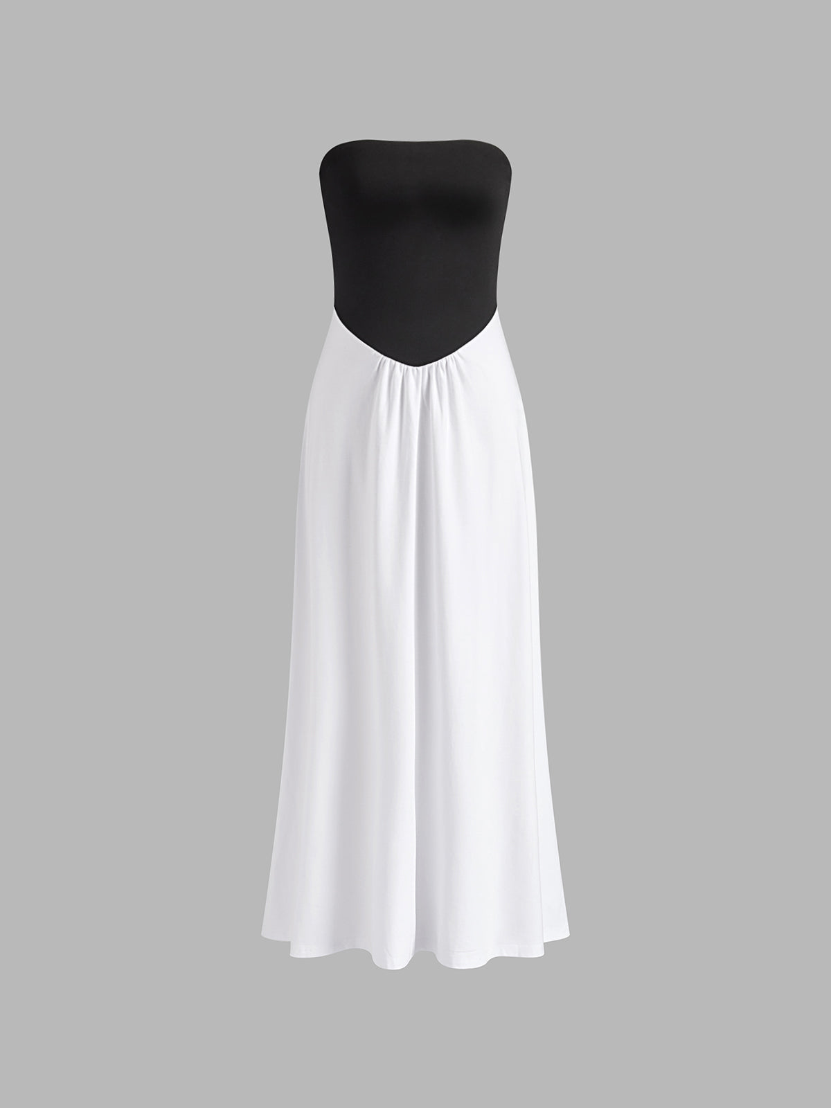 Laura | Zweifarbige Rückenfreie Tube-Maxikleid