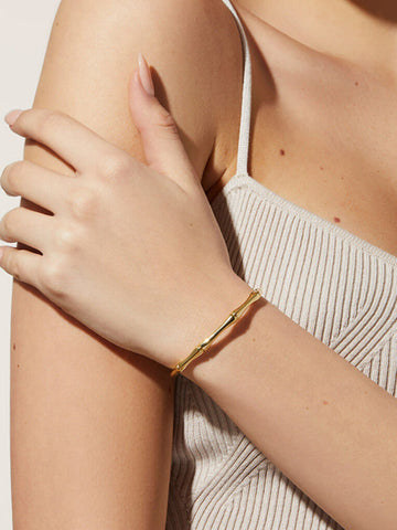 Lukas | Goldenes Offenes Bambusarmband
