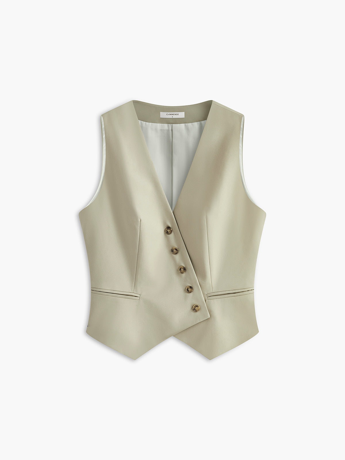 Emilia | Elegante Weste mit asymmetrischen Knopf-Taschen