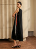 Romantisches Kleid | Ärmelloses Split-Kleid mit Kontrastbesatz