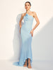 Clara | Rosette Halter Fishtail Kleid