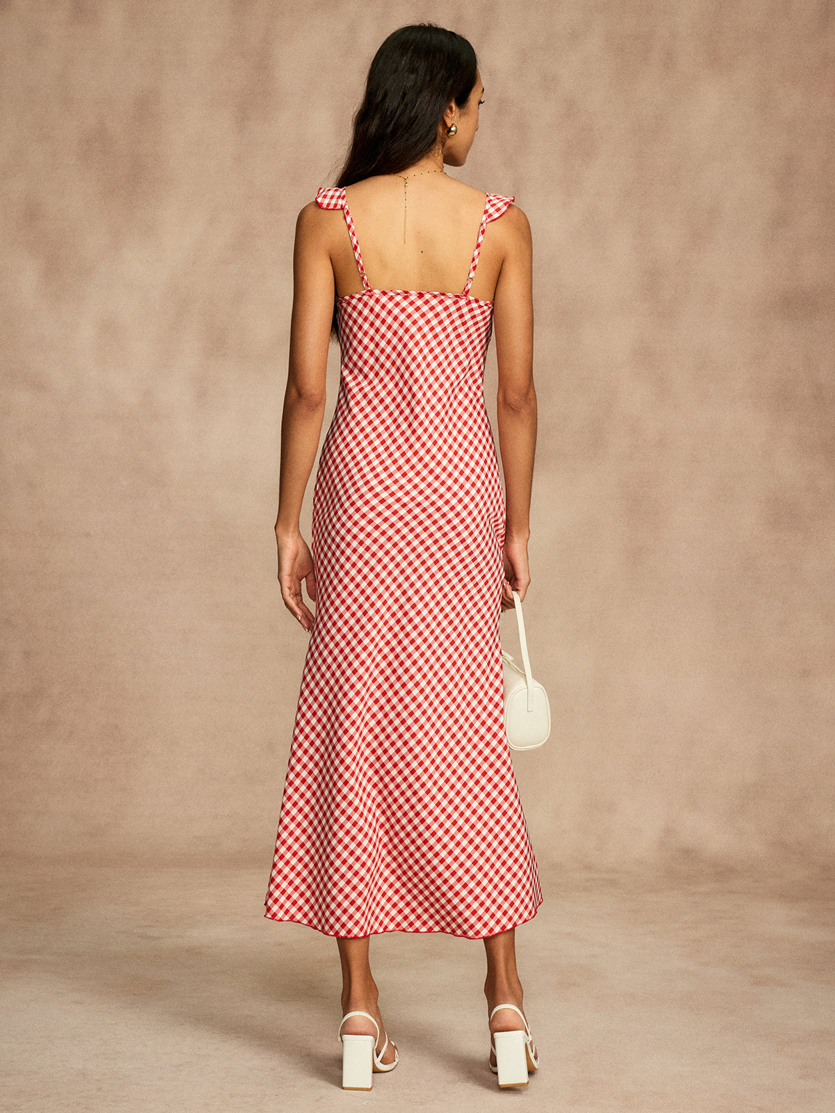 Clara | Retro Gingham V-Ausschnitt Fishtail Kleid