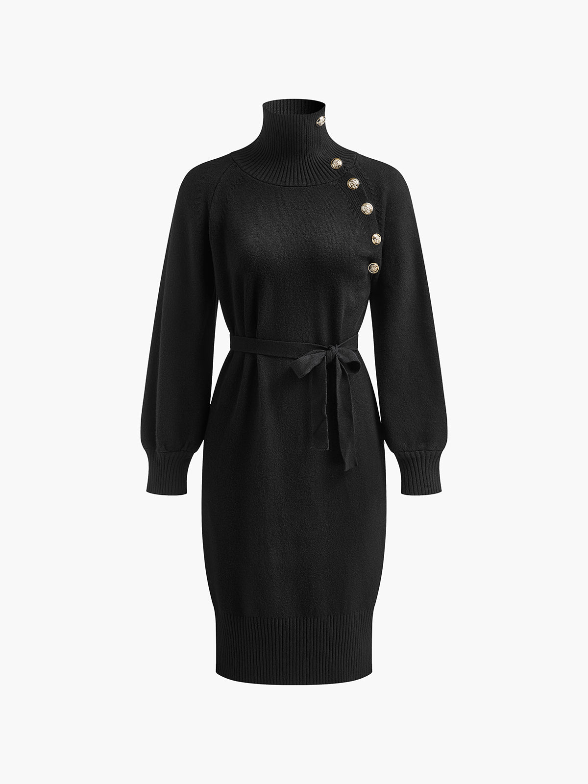 Clara | Turtleneck-Kleid mit Knopf und Gürtel