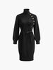 Clara | Turtleneck-Kleid mit Knopf und Gürtel