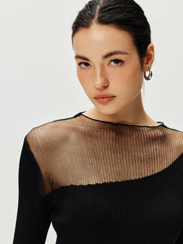 Jana | Semi-Transparentes Strickkleid