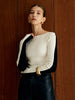 Maxi Shirt | Zweifarbige Strickoberteil