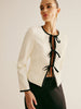 Clara | Eleganter Blazer mit Krawattenfront und Kontrastbesatz