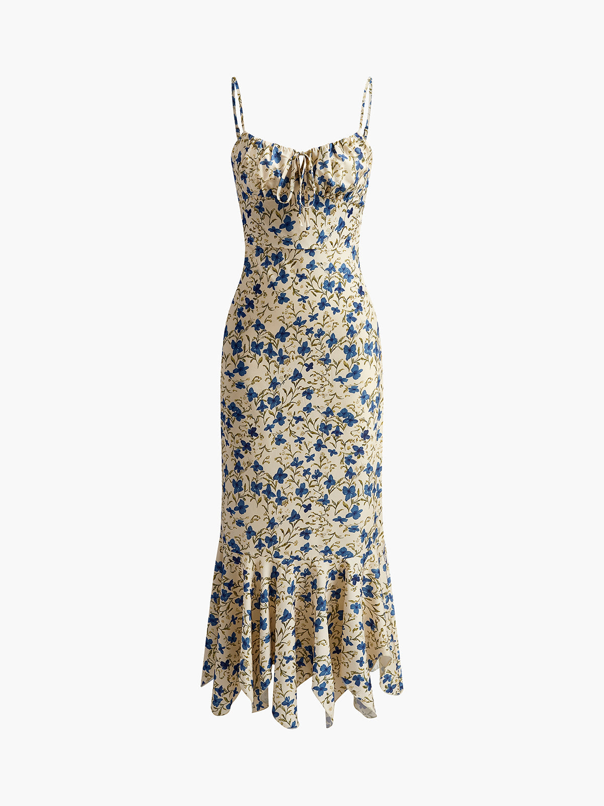Clara | Romantisches Blumenmuster Kleid mit unregelmäßigem Saum