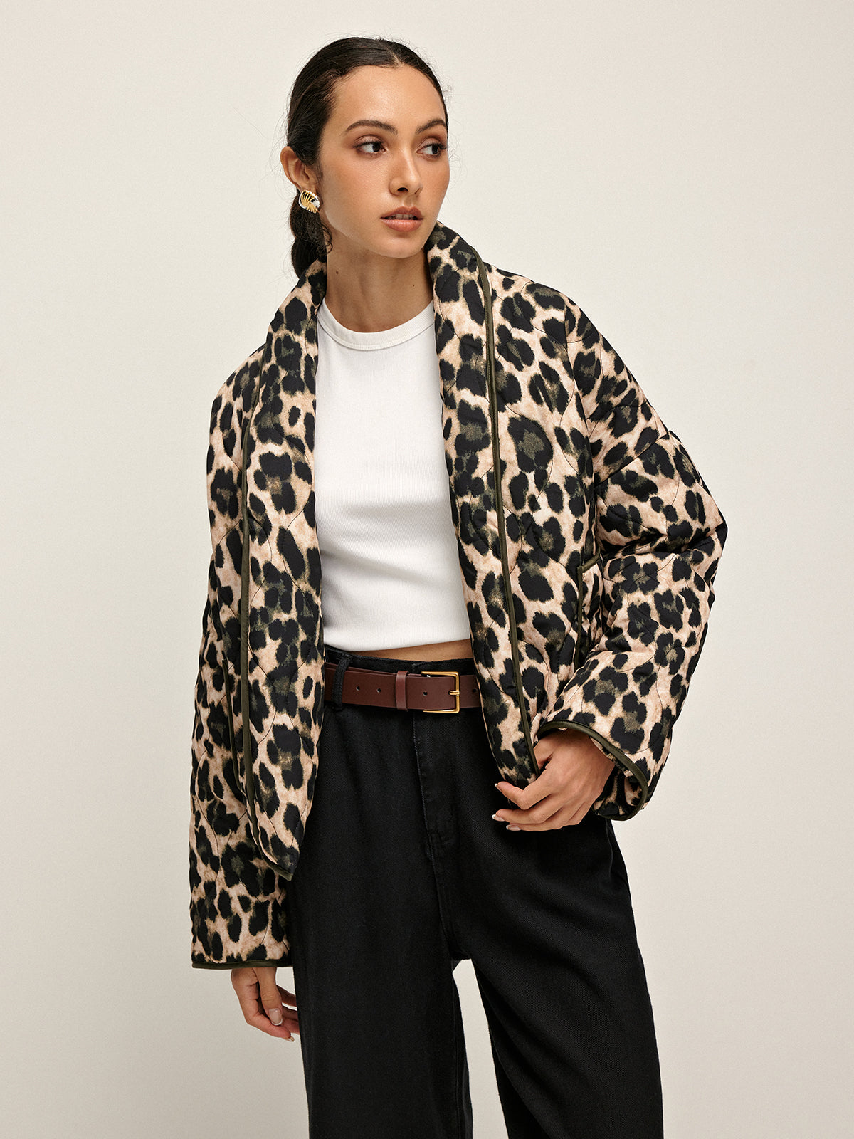 Laura | Eleganter Leoparden-Print Wintermantel