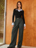 Lena | Vintage Karohose mit Gürtel und weitem Bein