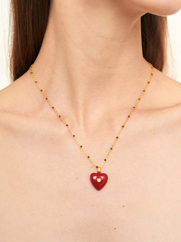 Leonie | Vintage Rote Herz Halskette