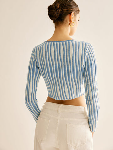 Nora | Eleganter Pinstripe Strickcardigan