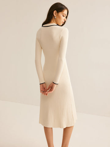 Clara | Strickkleid mit Kontrastbindeinstellungen