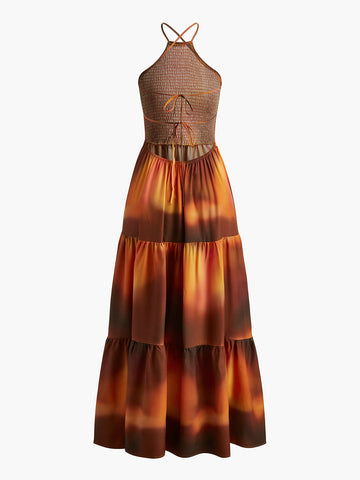 Lisa | Gedrucktes Maxikleid mit Raffung