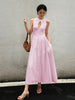 Emilia | Baumwoll- und Leinenmaxikleid mit Falten und Cutouts