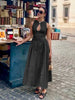 Emilia | Baumwoll- und Leinenmaxikleid mit Falten und Cutouts